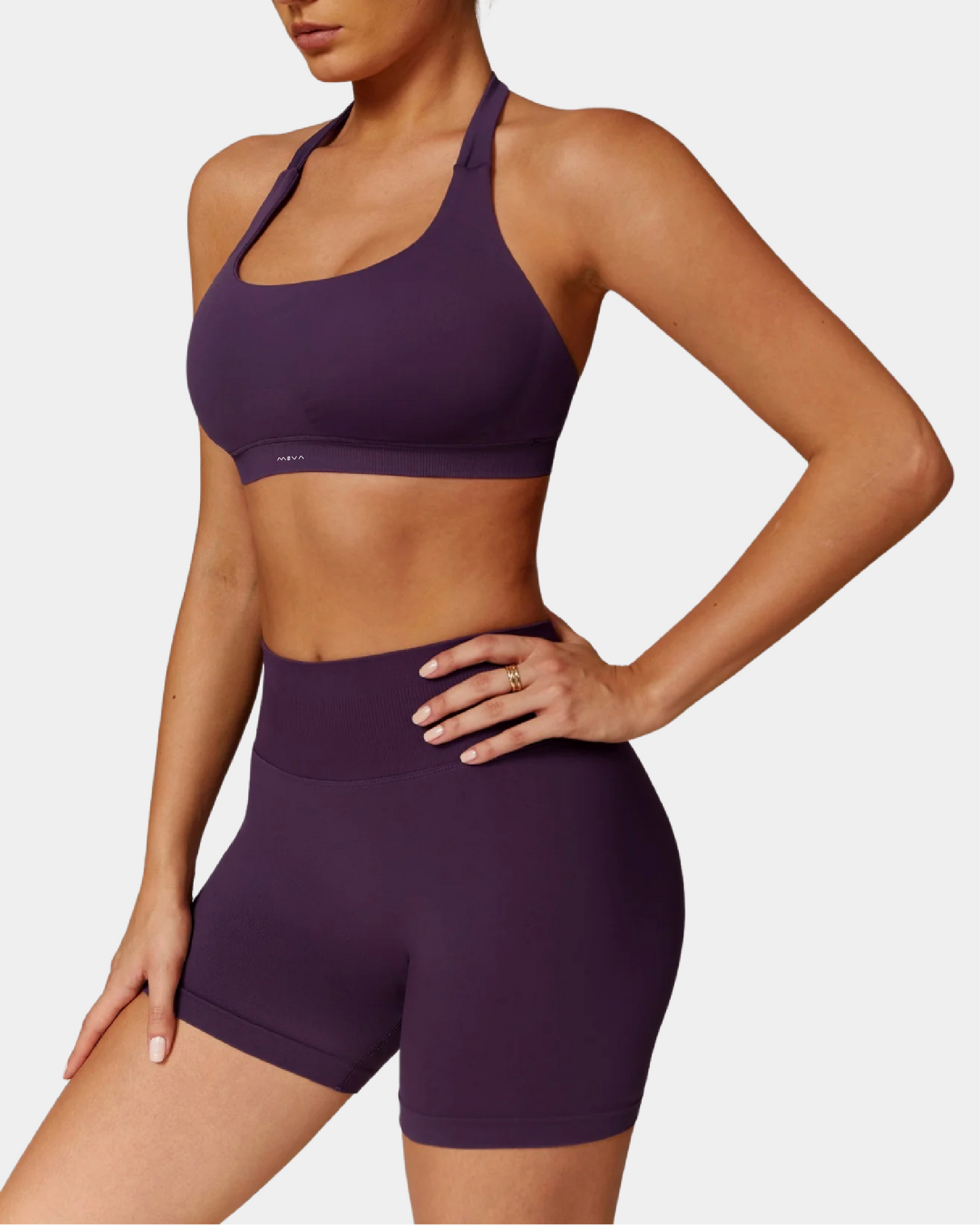 BACKLESS SPORTS BRA - AUBERGINE