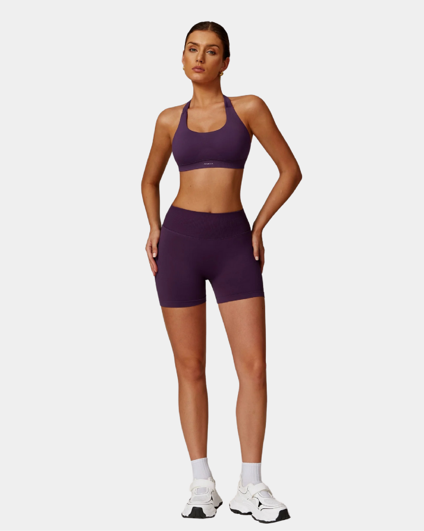 BACKLESS SPORTS BRA - AUBERGINE