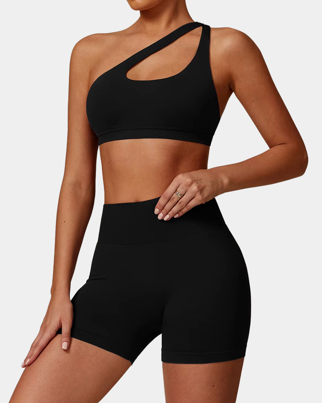 ONE SHOULDER SPORTS BRA - ECLIPSE BLACK