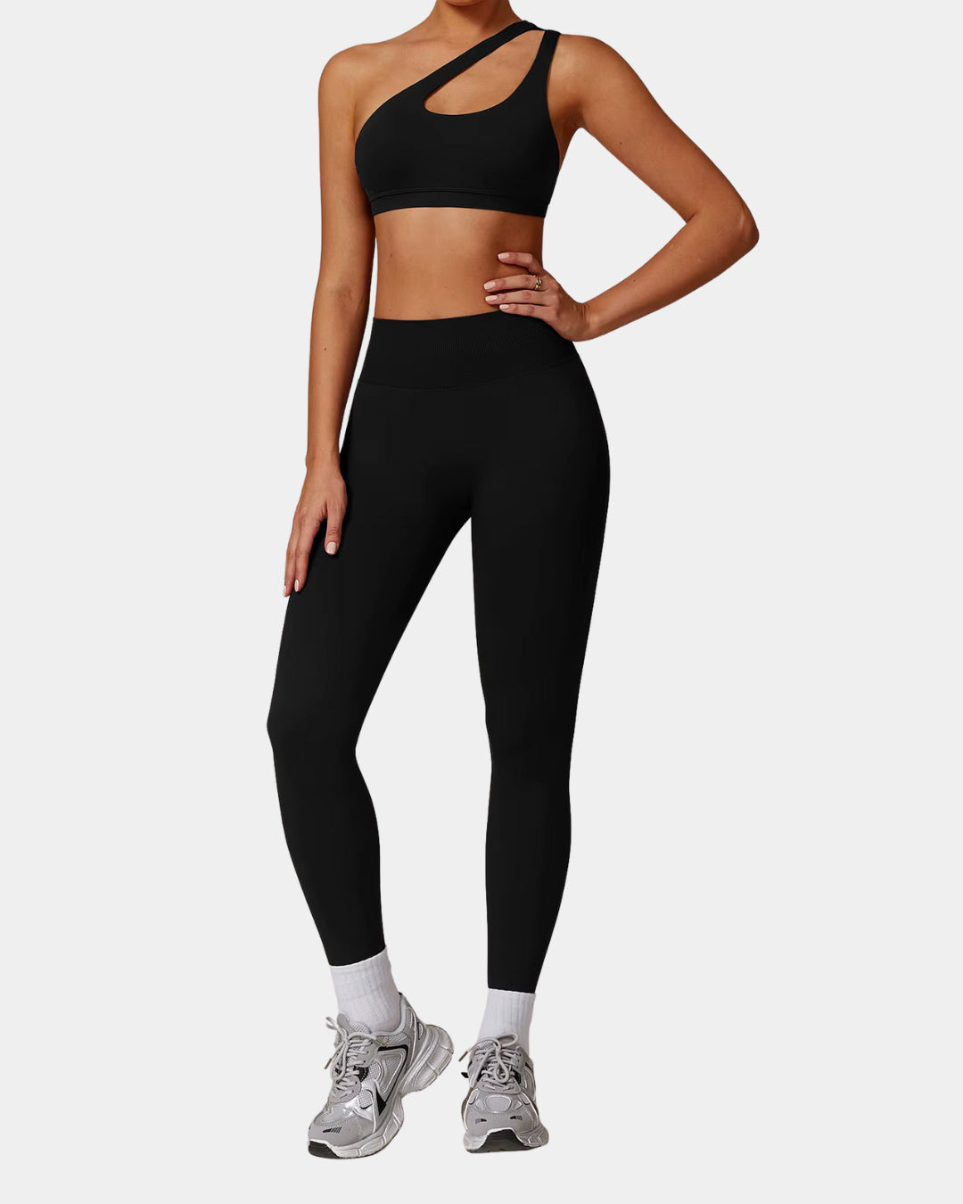 ONE SHOULDER SPORTS BRA - ECLIPSE BLACK