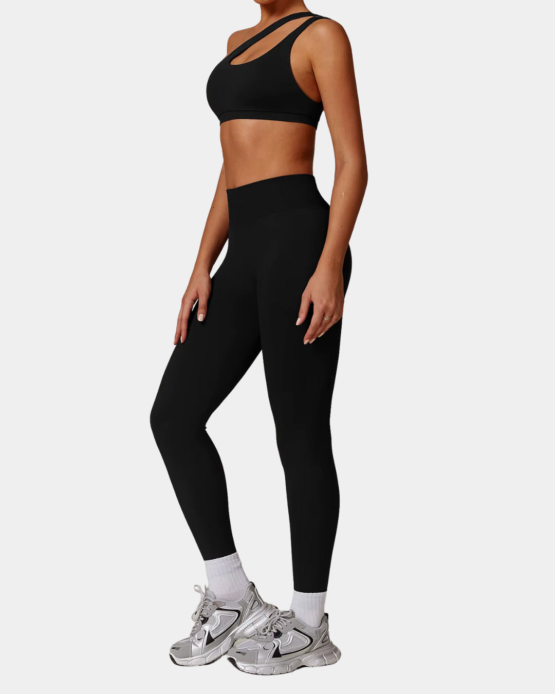 ONE SHOULDER SPORTS BRA - ECLIPSE BLACK