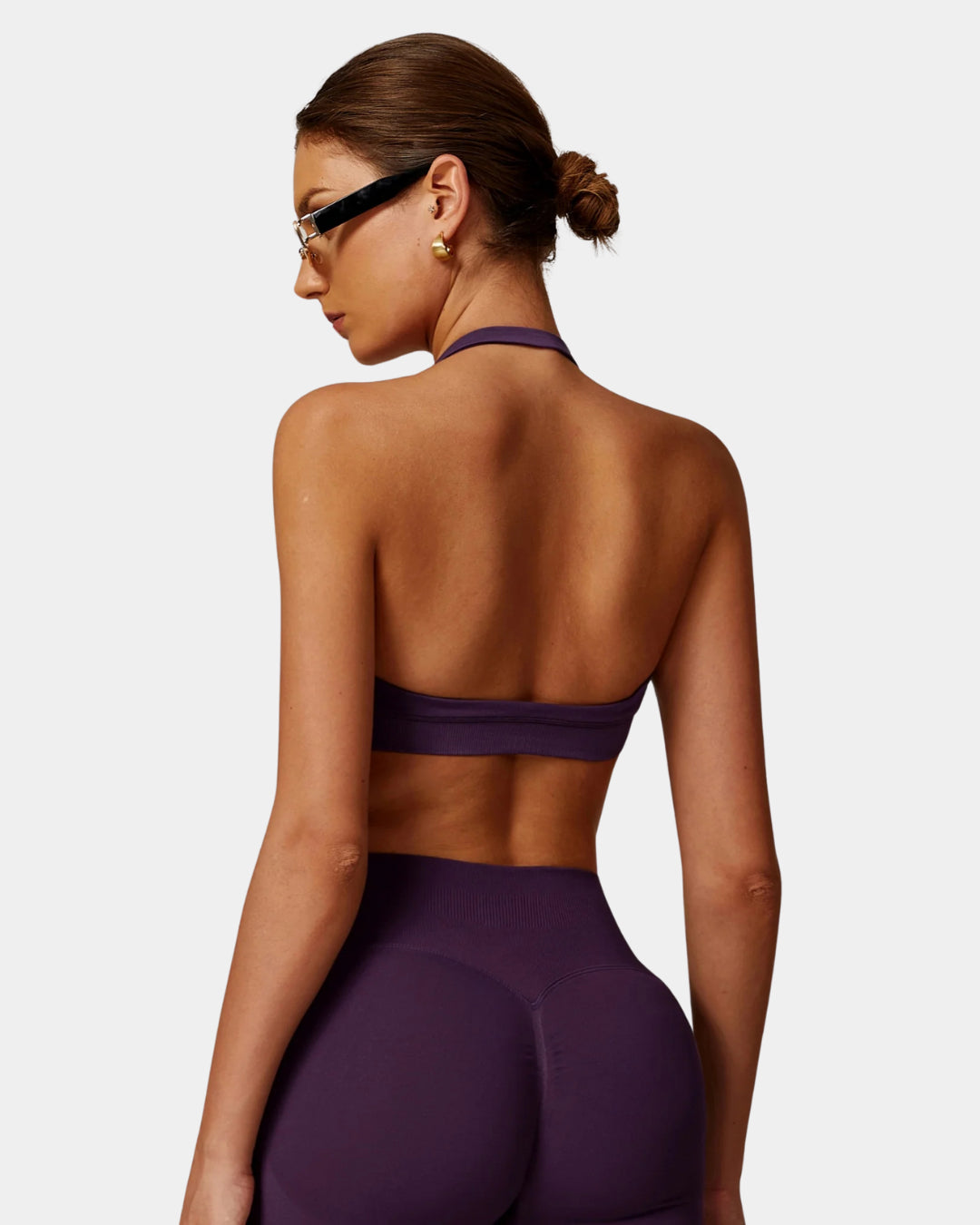 BACKLESS SPORTS BRA - AUBERGINE